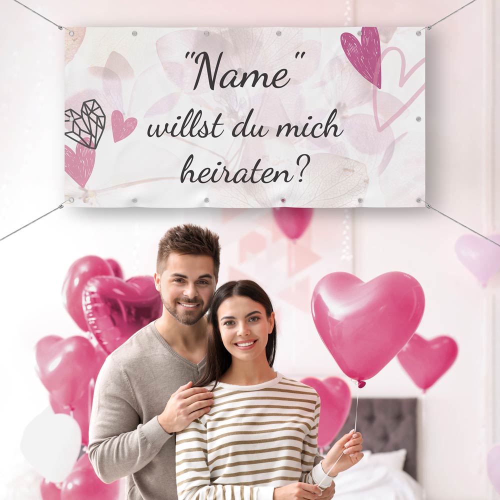 Antragsbanner Blueten mit eigenem Namen Beispiel Pärchen