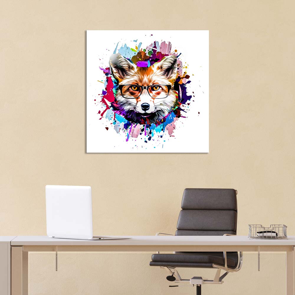 Leinwandbild "Fuchs mit Brille" im Office