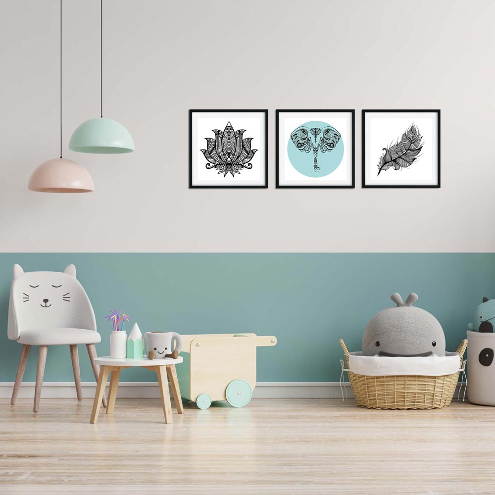 Poster-Set "Elefant Mandala" Beispiel im Kinderzimmer