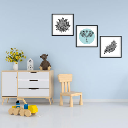 Poster-Set "Elefant Mandala" im Spielzimmer 