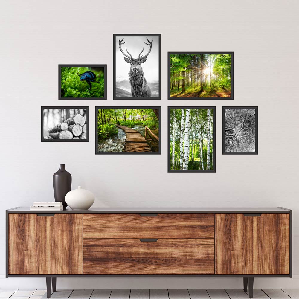 Poster-Set "Wald" Vorderseite über Kommode