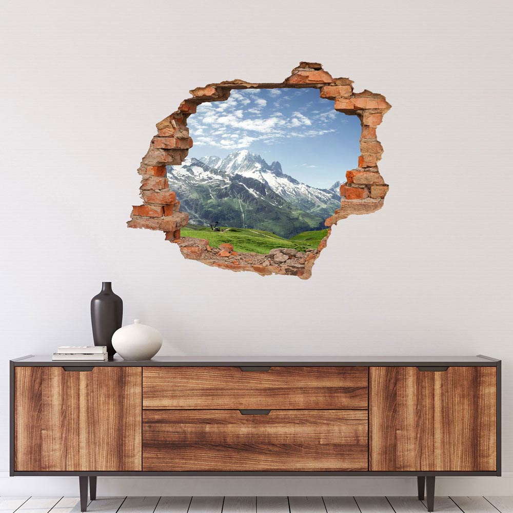 Wandtattoo Ziegelsteinwand "Almwiese und Berge" Sideboard modern