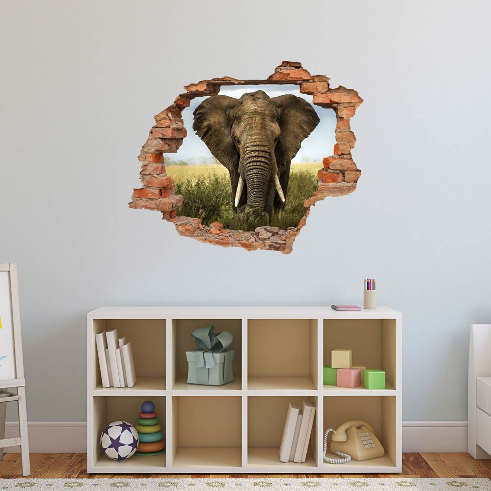 Wandtattoo Mauerdurchbruch "Elefant" Kinderzimmer Schrank